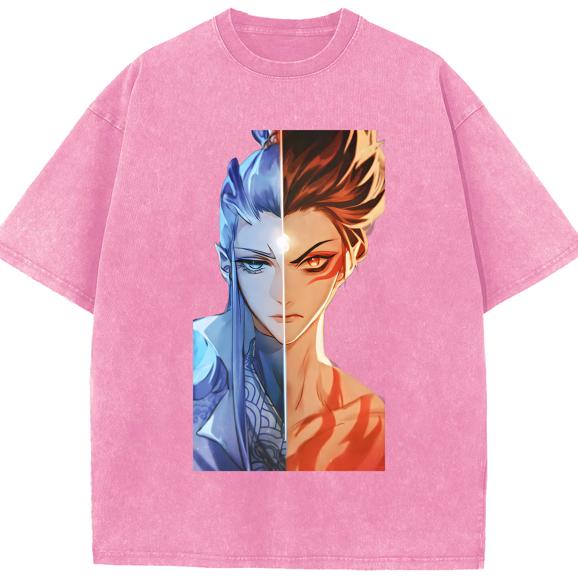 （画像用） Ne Zha 2 ナタ 魔童の大暴れ 綿100% ヴィンテージ風 半袖Tシャツ（フロントプリント）